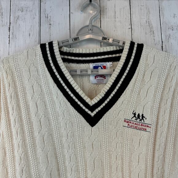 VTG Nutmeg Cable Knit Major League Baseball Players Alumni Sweater Size Large - Picture 3 of 15